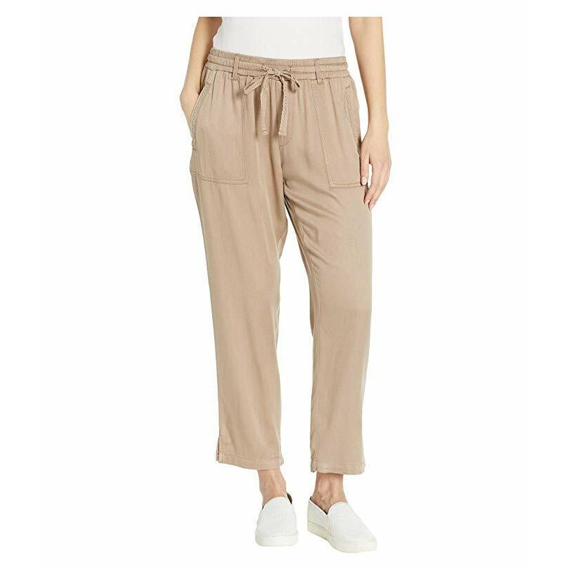 Nwt! Tribal Tan Flowy Lightweight Twill Pull-On Capris With Lace Trim Size Small